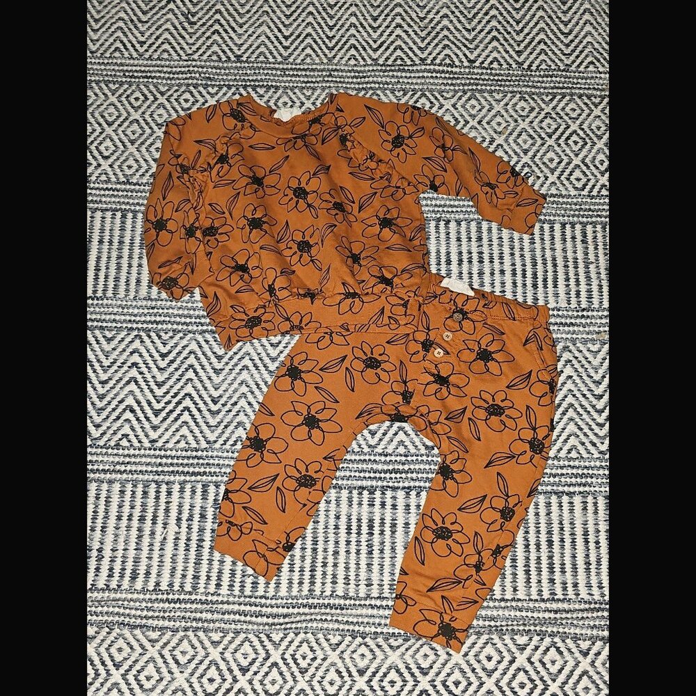 Jessica Simpson Rust Floral Print BOHO Sweatsuit 24 Months